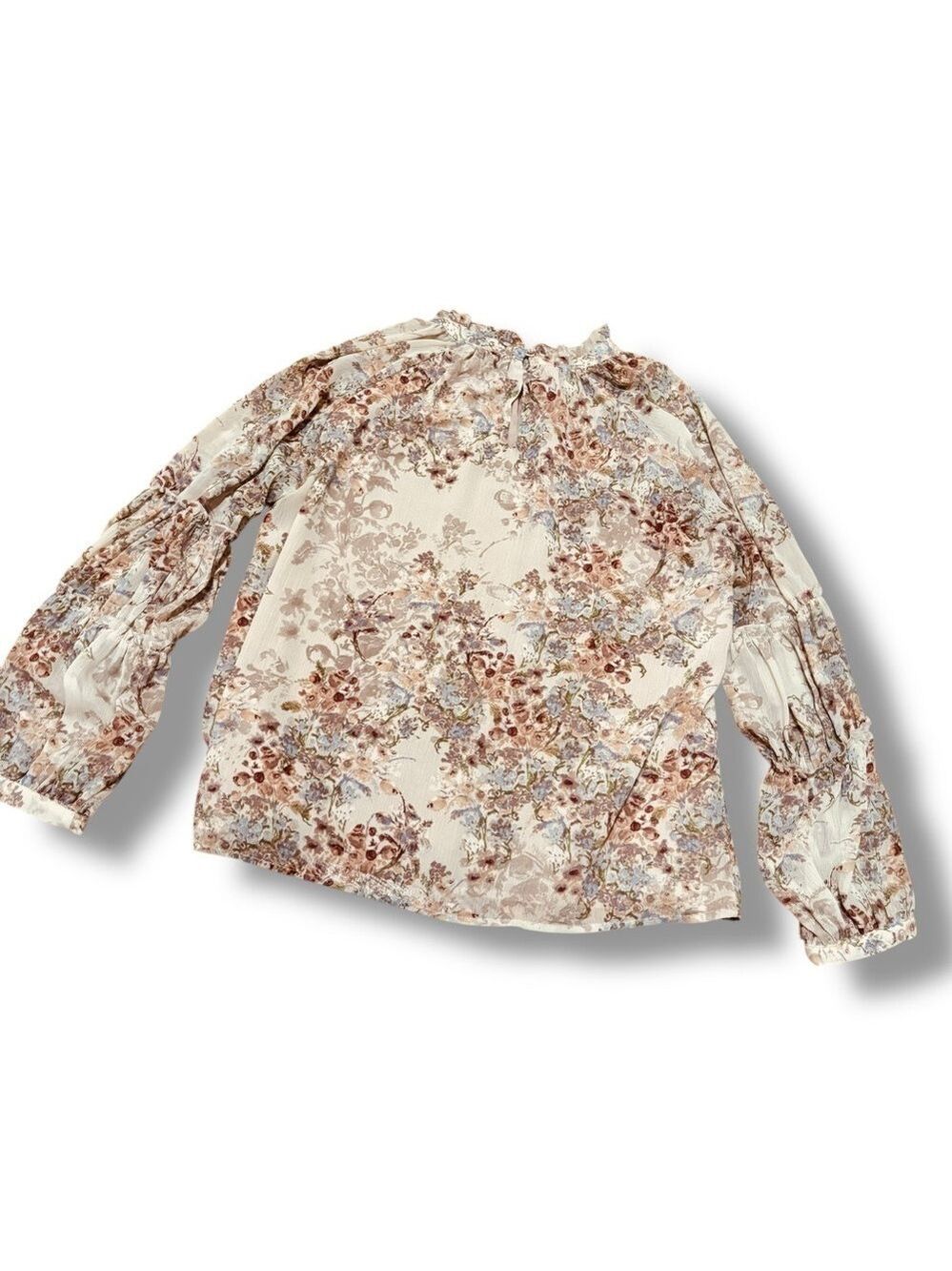 Vici Cream Beige Floral Ruffle Blouse – Size Large - Picture 2 of 11